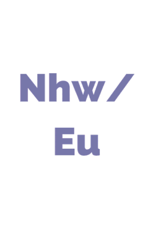 Cymraeg: 'Nhw/Eu' mewn lafant ar gefndir gwyn. | English: 'Nhw/Eu' in lavender on a white background.