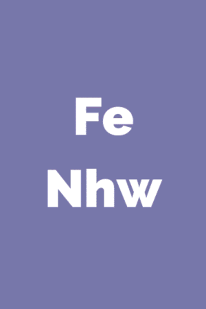 'Fe Nhw' in white on a lavender background.
