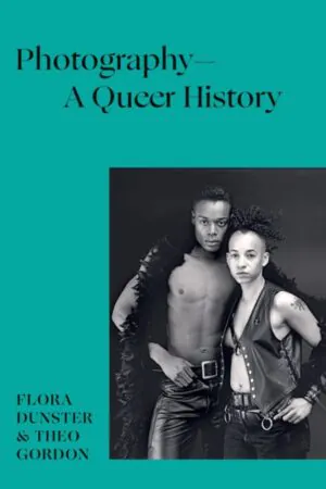 Cover of the book, featuring a black and white photo of two figures in leather outfits.